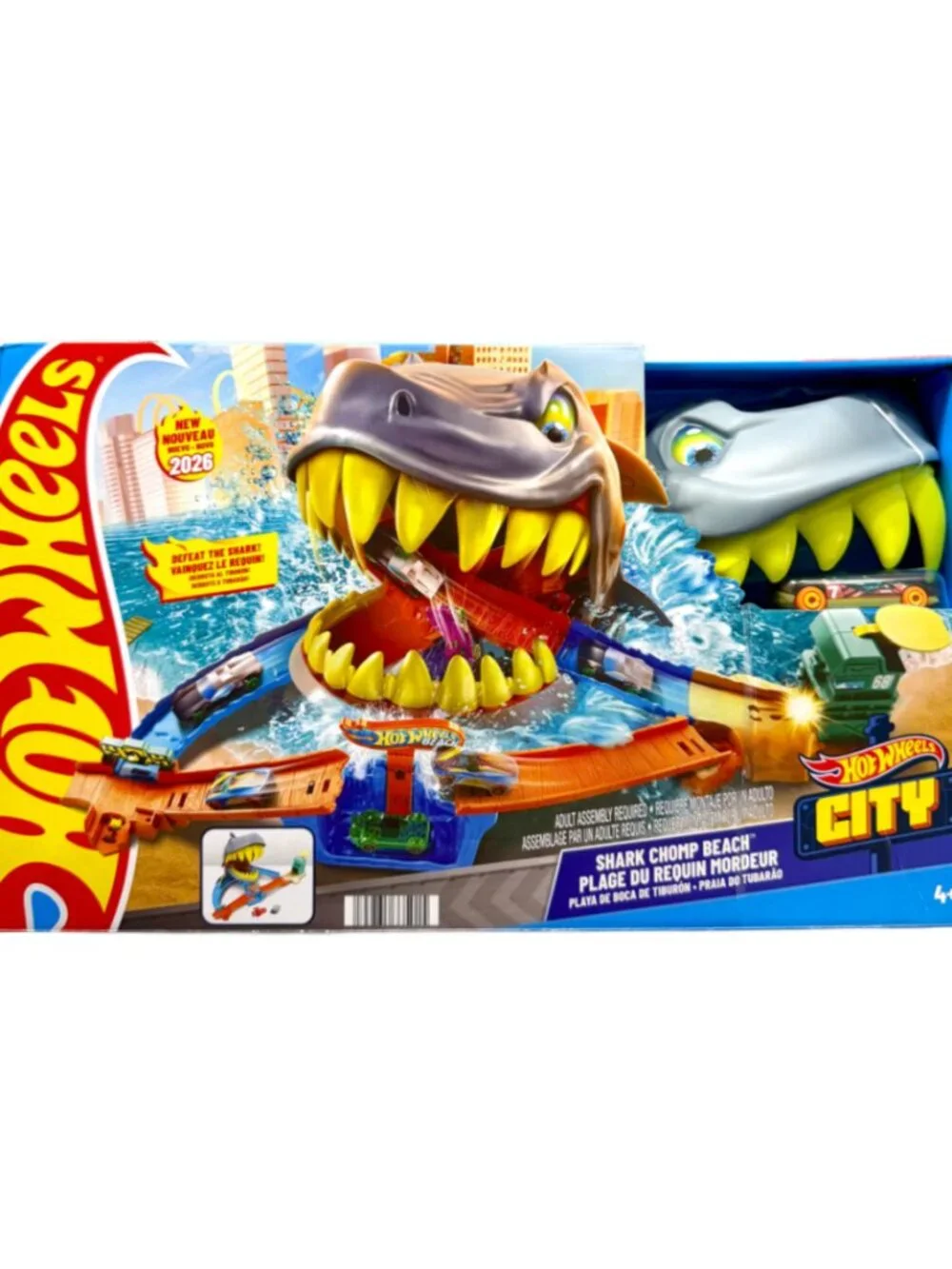 Mattel Hot Wheels City Shark Chomp Beach Playset New w/ Car